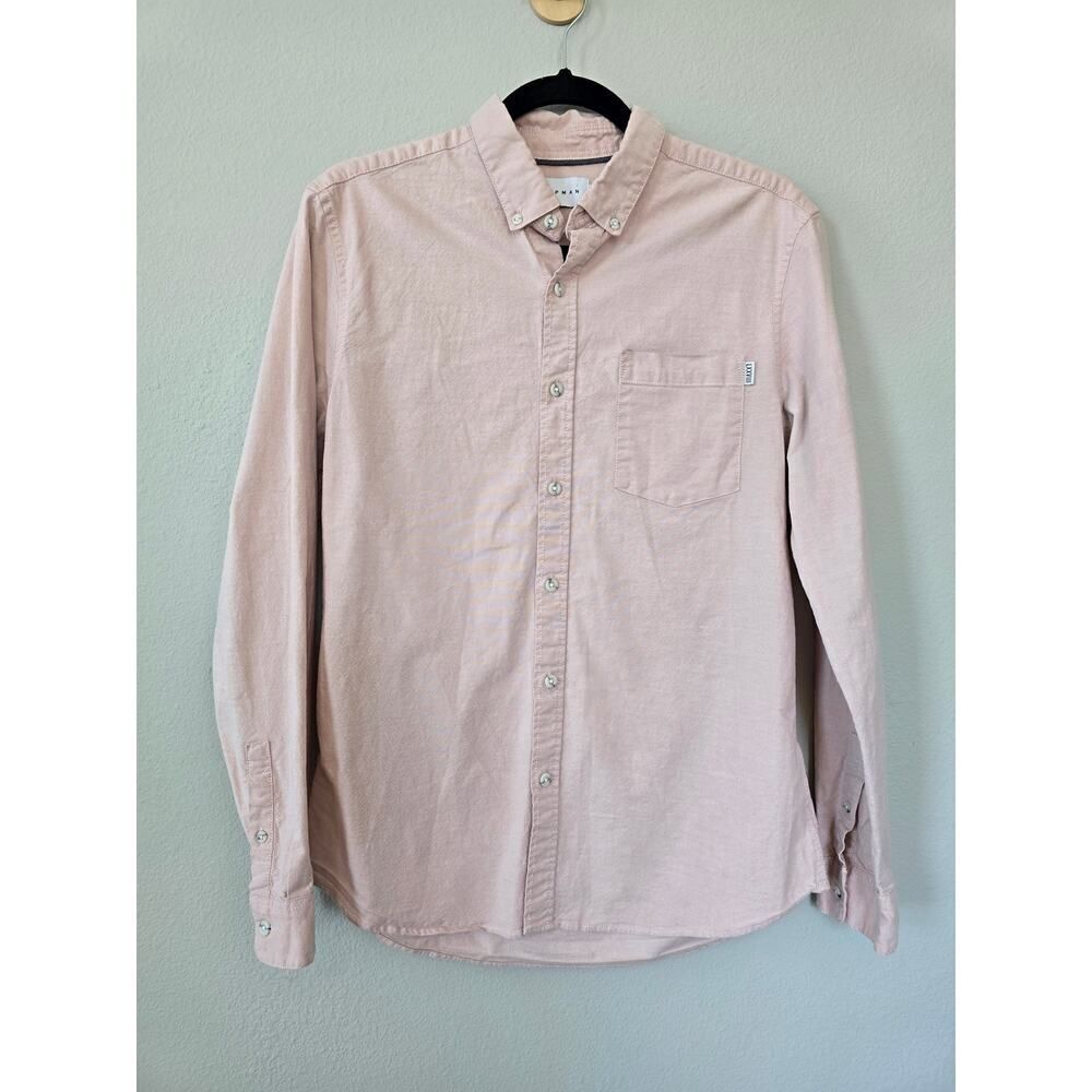 Topman Dusty Pink Button-Up Soft Cotton Stretch Shirt Size L Minimalist Cotton